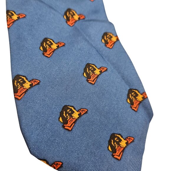 Claude Montana Blue Silk Tie W/ Dog Motif Novelty Pure Silk Mens Workwear Career - Picture 1 of 7